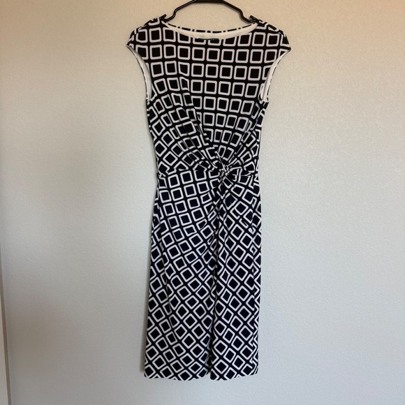 Lauren Ralph Lauren Dresses & Skirts - Lauren Ralph Lauren Navy White Geometric Square Twist Waist Sheath Dress 4